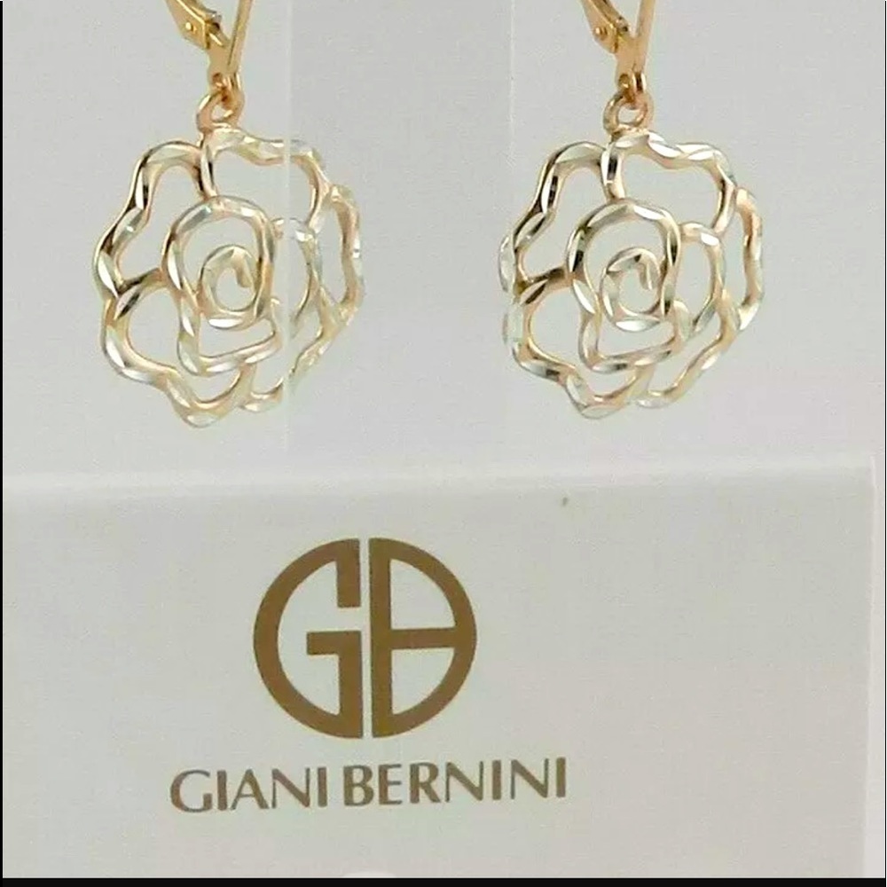 Giani Bernini 18K Rose Gold Sterling Silver Flower Earrings - Picture 2 of 4